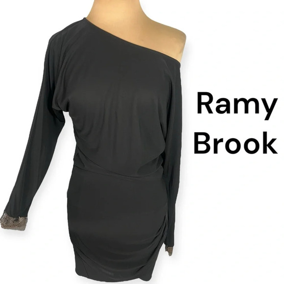 Ramy Brook black dress size S izzy chainmail dress cocktail party dress - Picture 2 of 12